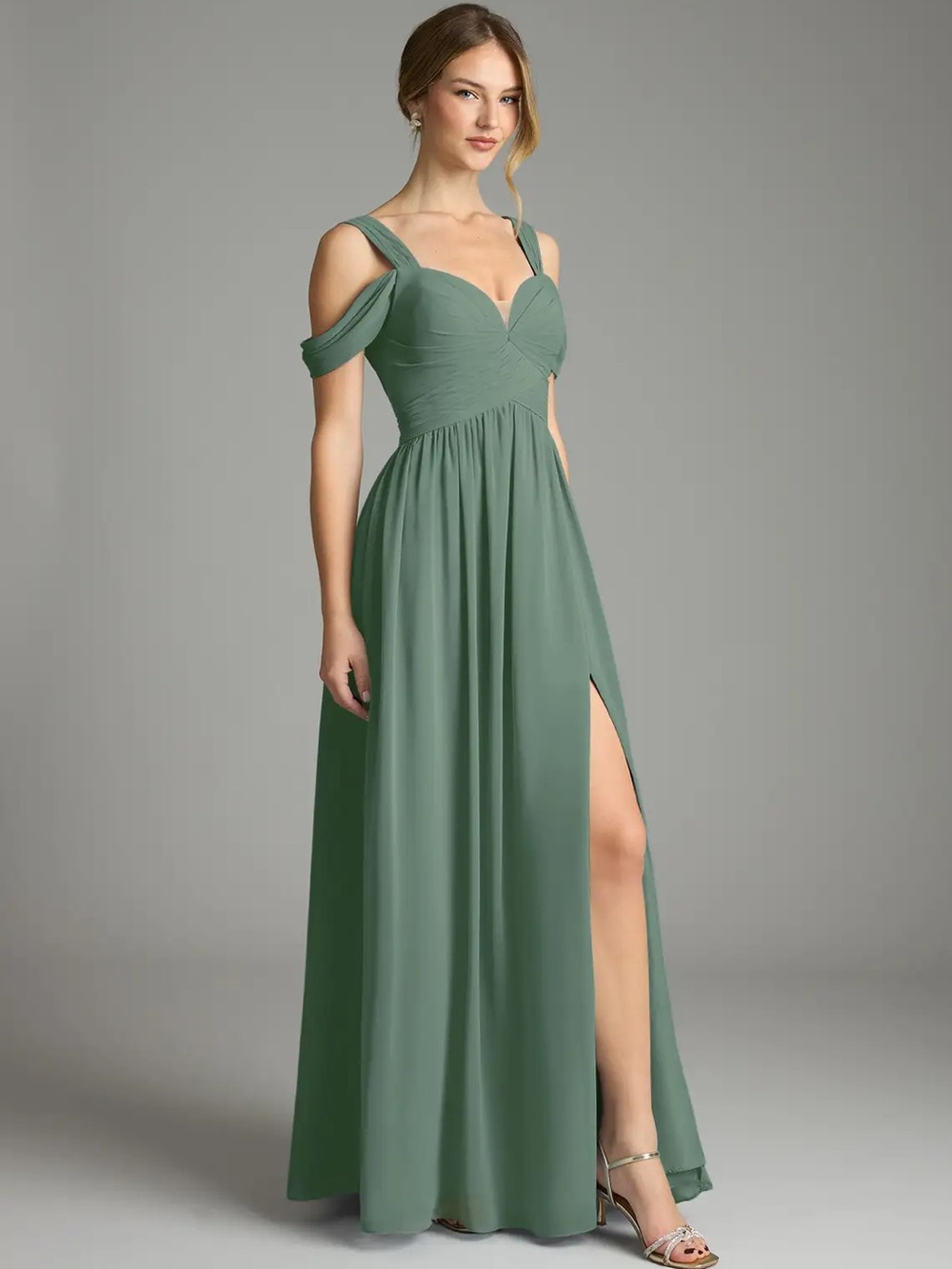 Azazie Lianne Sage Green Chiffon Bridesmaid Dress - Picture 9 of 15